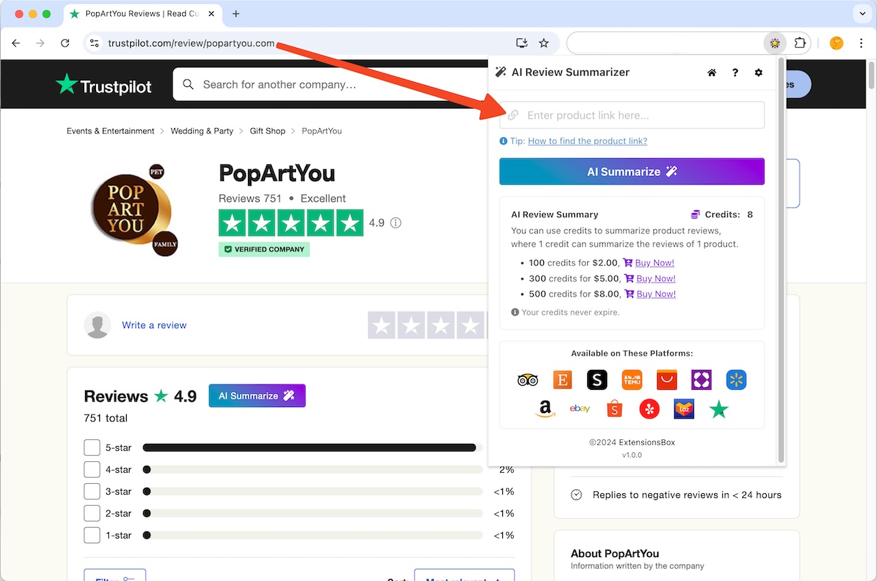 how to find Trustpilot product link